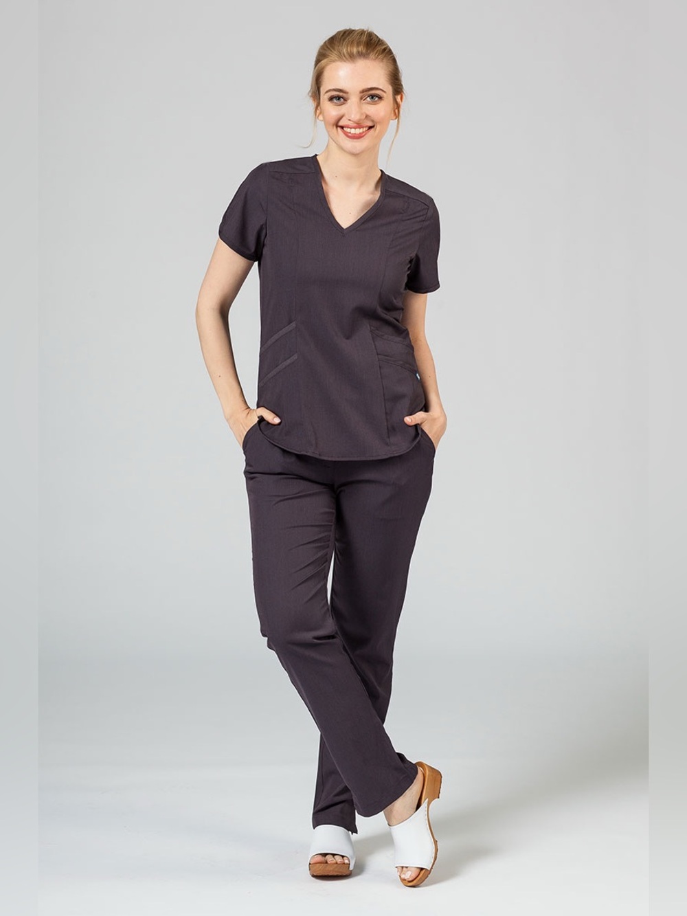 Adar Women’s Modern Scrub Set Matching Top Pants Small